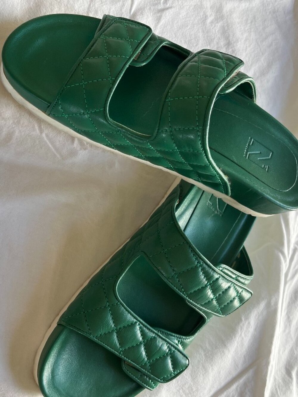 Ennequadro Sandal from Italy.  Green Leather Size 41